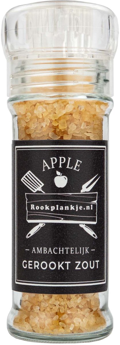 Rookplankje.nl - Ambachtelijk Gerookt Zout in Molen - Appel - 100 gram