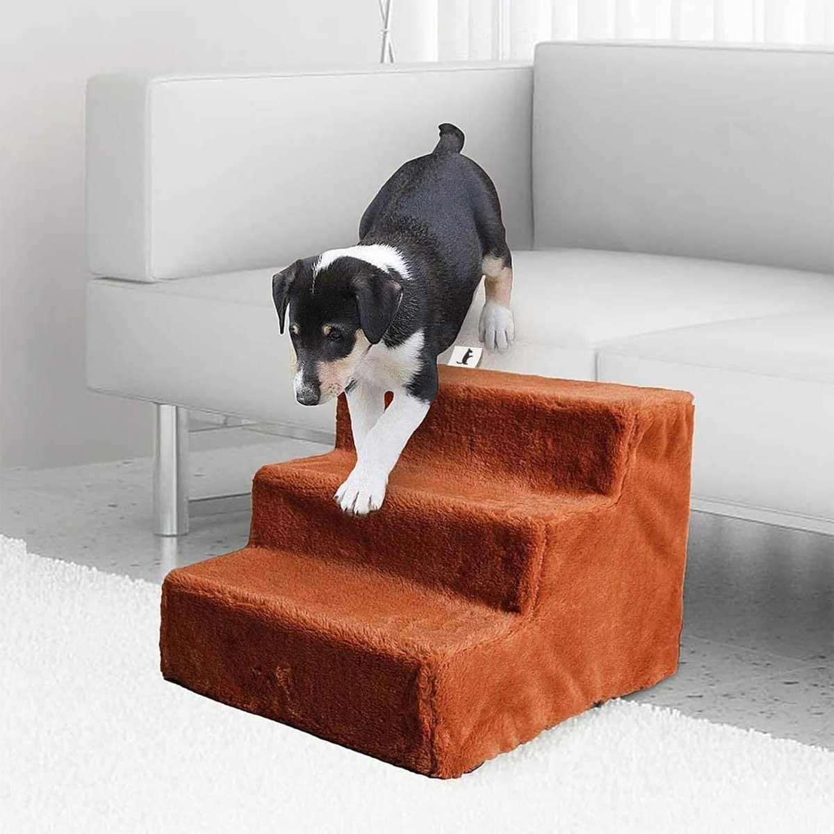 Candala Hondentrap, kattentrap, eenvoudige montage, huisdiertrap met wasbaar, pluche overtrek voor bank/bed, 42 x 40 x 31 cm