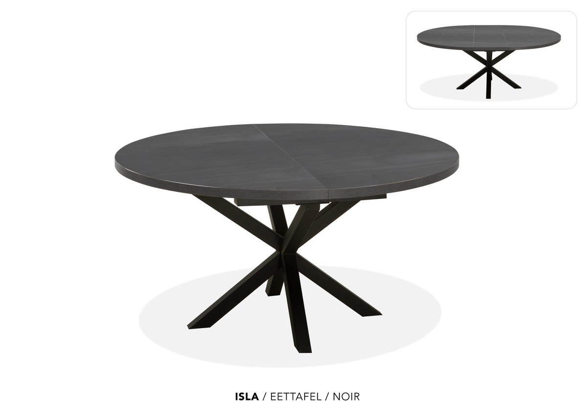 Maxfurn - Ronde uitschuiftafel 120/160 | Zeer krasvast | Kleur: Zwart