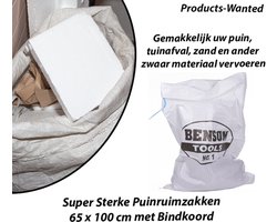 15-Stuks Super Sterke Puinruimzakken 65 x 100 cm met Bindkoord