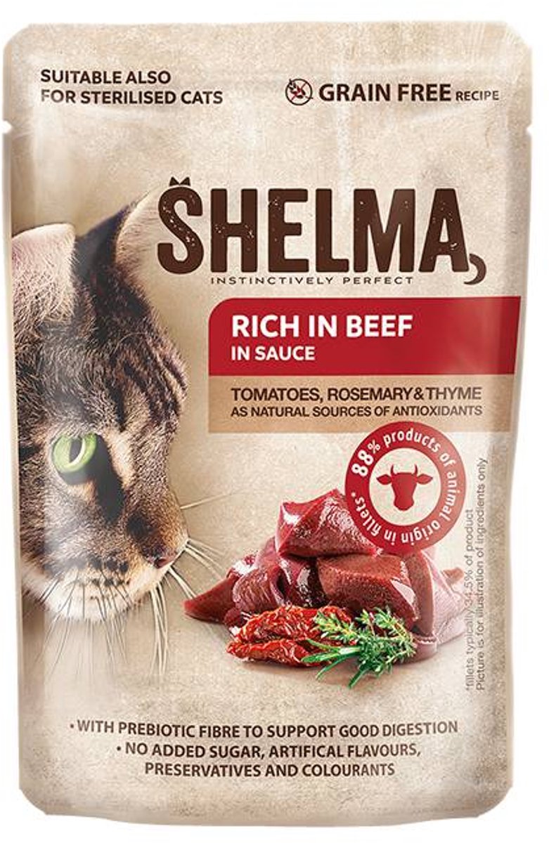 Shelma Pouch Filets Rundvlees/Tomaten/Kruiden 10x 85 gr
