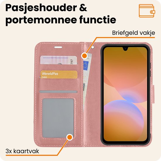 Étui à rabat pour Samsung A26 avec 2 Bookcase de protection d'écran - Or rose