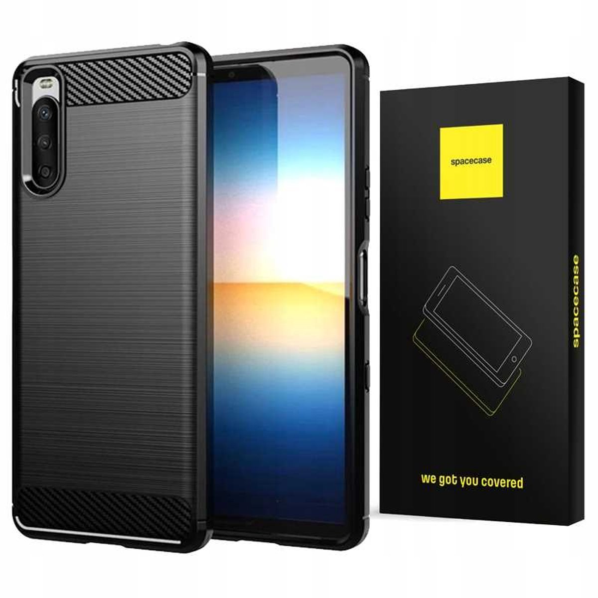 Spacecase Case Carbon Cover Voor Sony Xperia 10 Iv Zwart