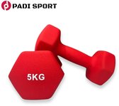 Bol.com Padisport - 5kg Dumbells - Dumbells 5kg - Halters - Gewichten 5 Kg - Rood - Gewichten - Dumbells - Gewichten Set Halters... aanbieding