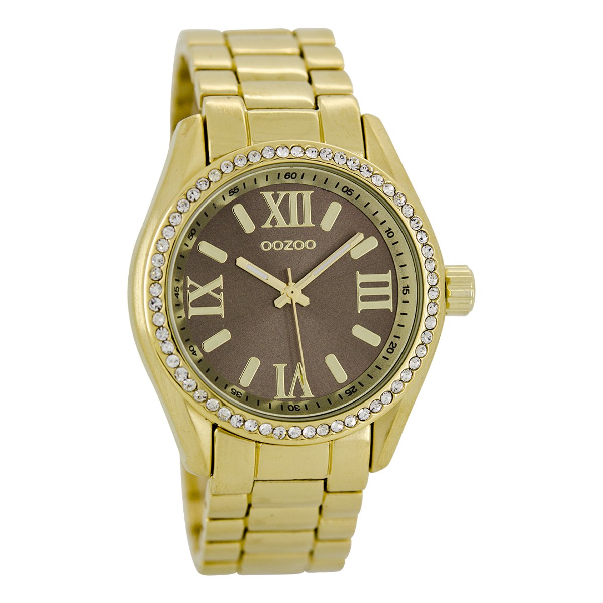 OOZOO Timepieces - Goudkleurige horloge met goudkleurige roestvrijstalen armband - C5728