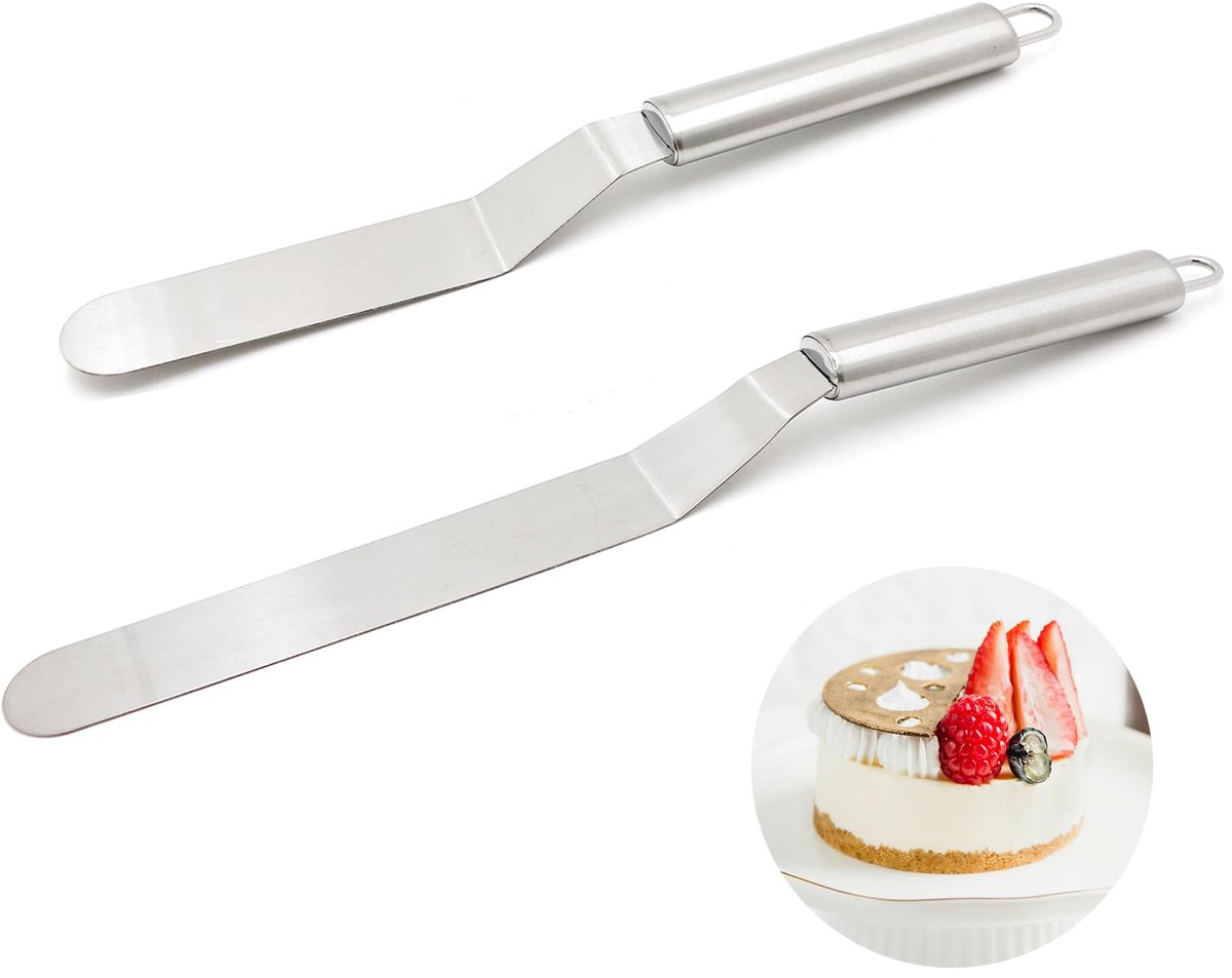 My Ninki ® Professioneel RVS Tortenmes Set voor Perfecte Taartdecoratie - 2 Stuks, 15 cm en 20 cm, Zilver