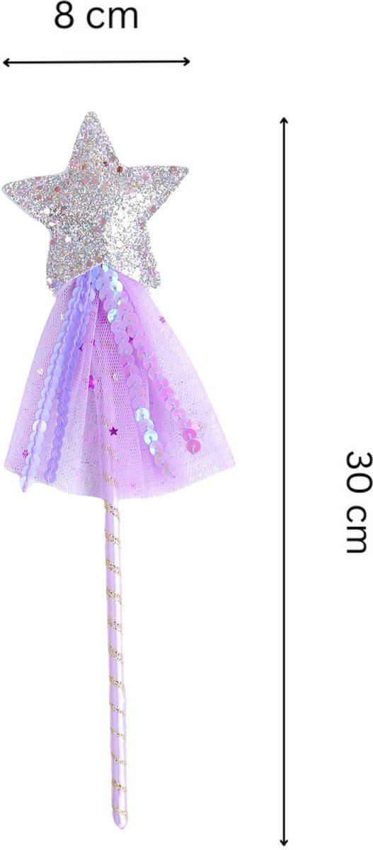 Joya Kids® Paarse tutu met Vleugels en Staf | Tover fee Verkleedset voor Meisjes | Tutu verkleedkleding | Prinsessencape | Cape Set | Unicorn | Meisje Verkleedset | Carnvalskleding Halloween Meisjes | Met Staf, Vleugels en Tutu | Metallic Paars — afbeelding 6
