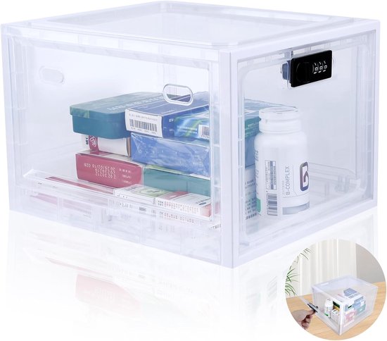Afsluitbare Box 2 Stuks - Medicijnbewaarbox Afsluitbaar, Grote Transparante Kist Met Cijferslot Voor Medicijnen, Snacks En Mobiele Telefoons - Opbergbox Afsluitbaar (Zwart