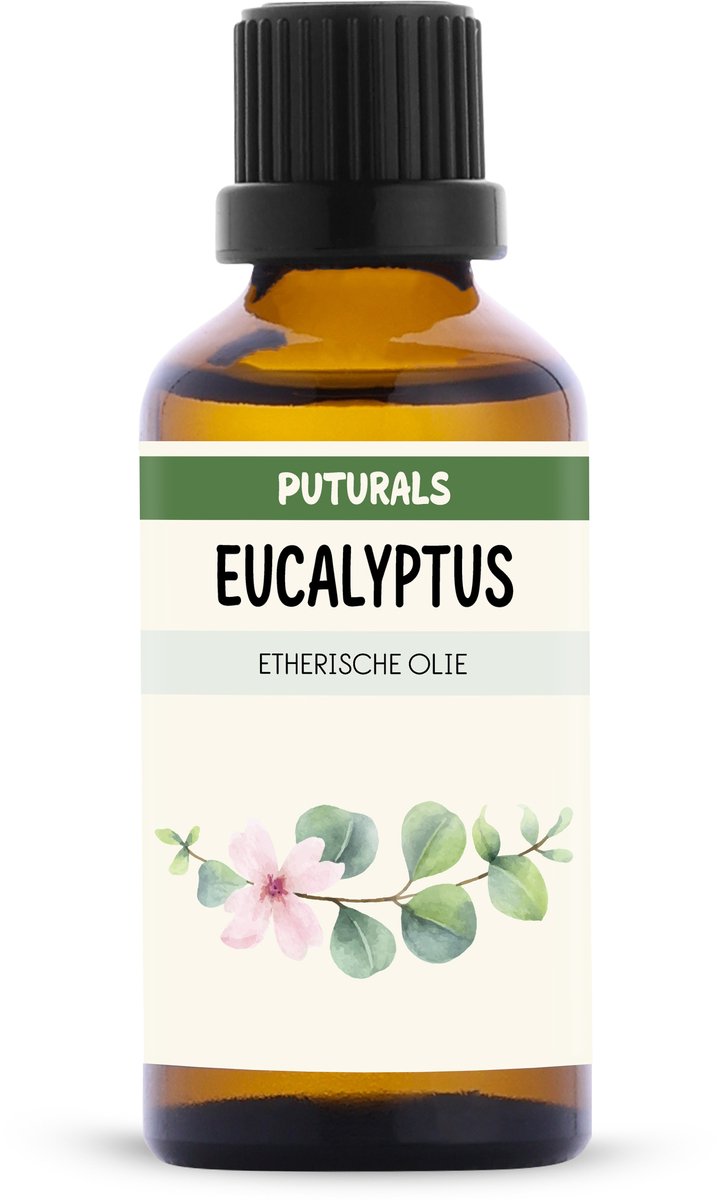 Puturals Eucalyptus Olie 100% Natuurlijk - 50ml - Puur en Vegan - Eucalyptus Etherische Olie voor Huid, Haar en Aromatherapie