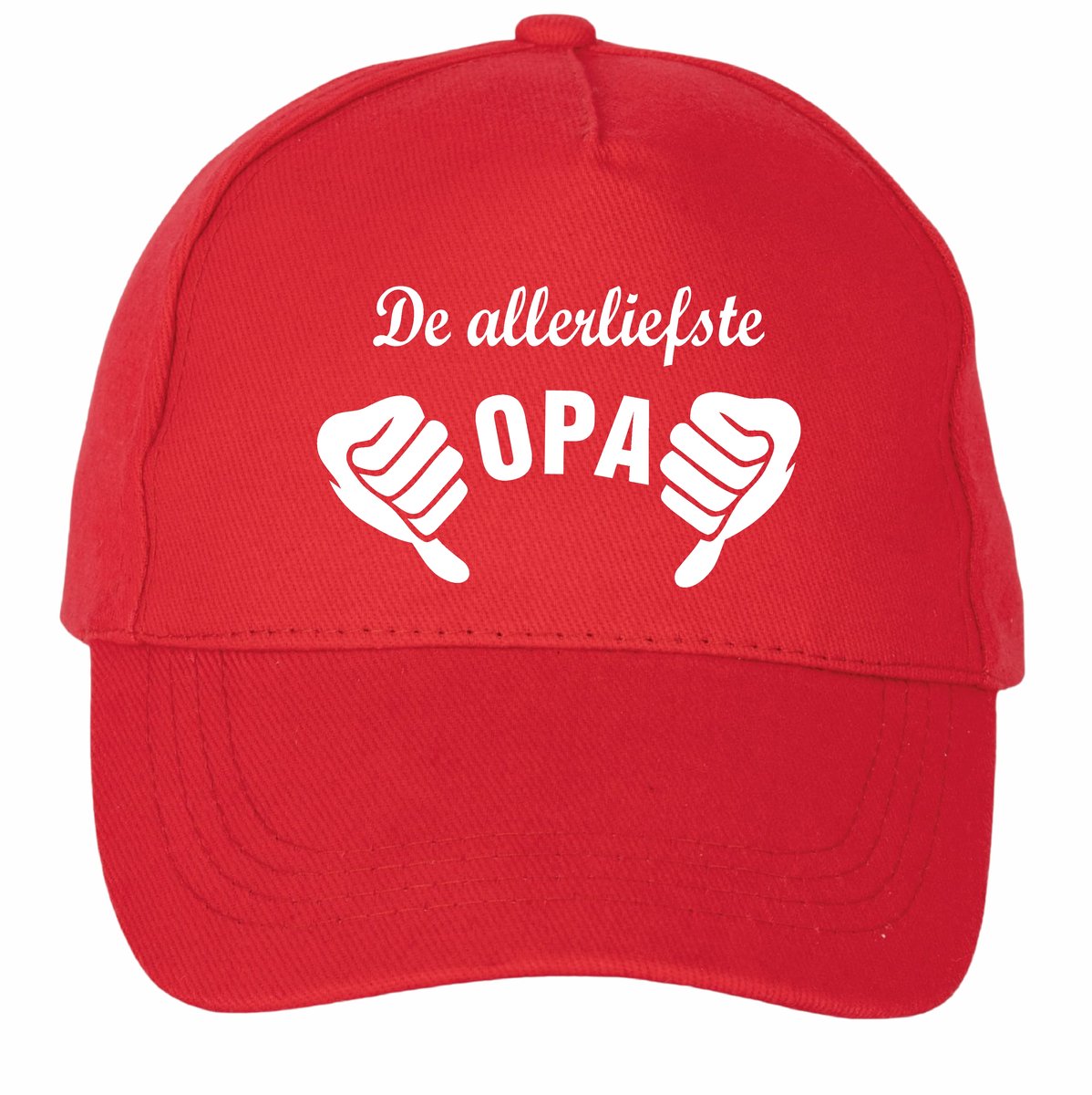 Mijncadeautje - 5 panel - Cap - Verstelbaar - Pet van 100% dik geborsteld katoen- unisex - opdruk wit - de allerliefste opa - rood