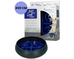 Eat Slow Live Longer Tumble Feeder – ø 20 cm - Voerbak – Anti-schrok bak voor honden – Slow feeder met beweging – De Trager eten voor je huisdier - Blauw