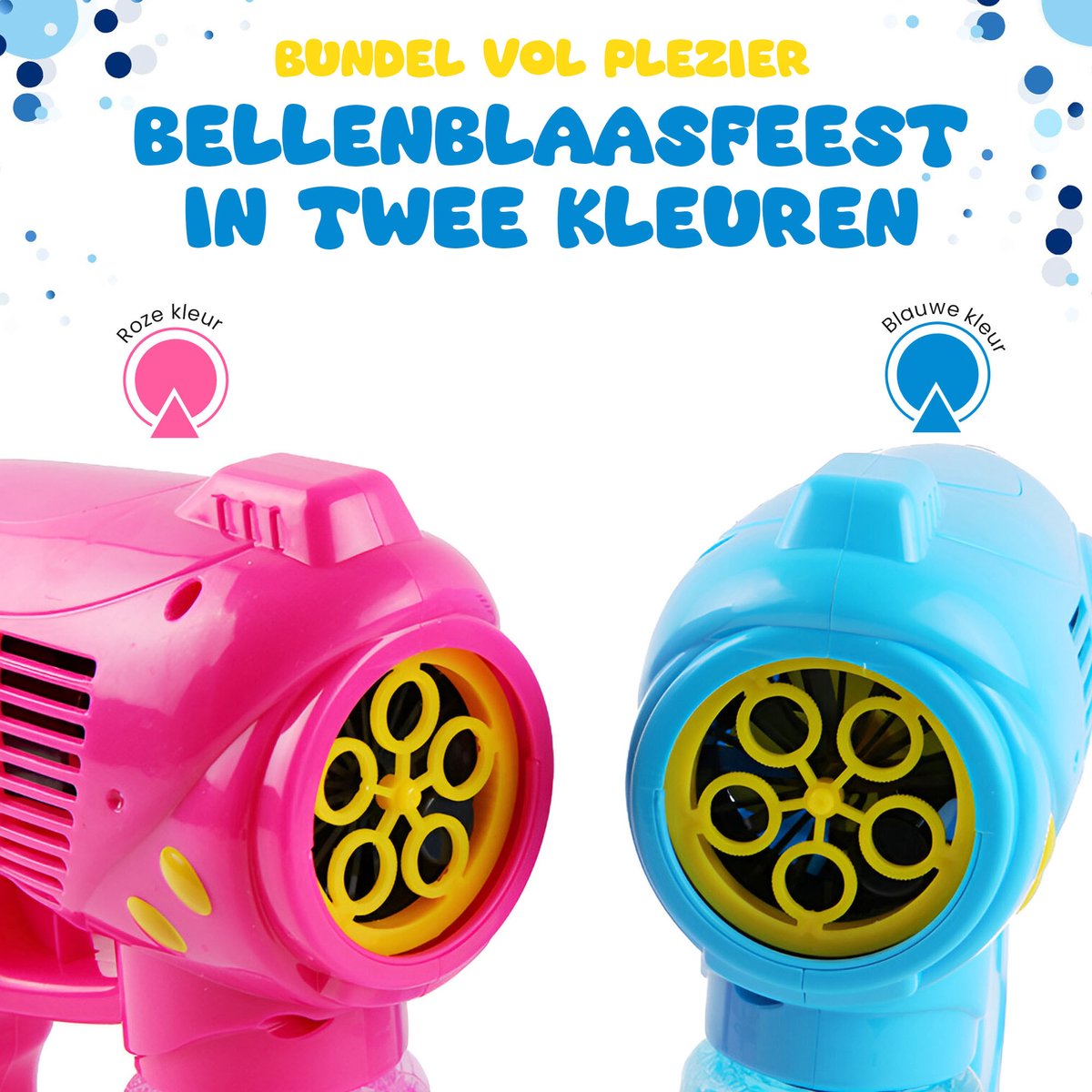 CosmoToys Bellenblaas Pistool – 2 STUKS – Bellenblaasmachine – Speelgoed voor Onderweg - Navulling – Uitdeelcadeaus – Blauw en Roze — afbeelding 3