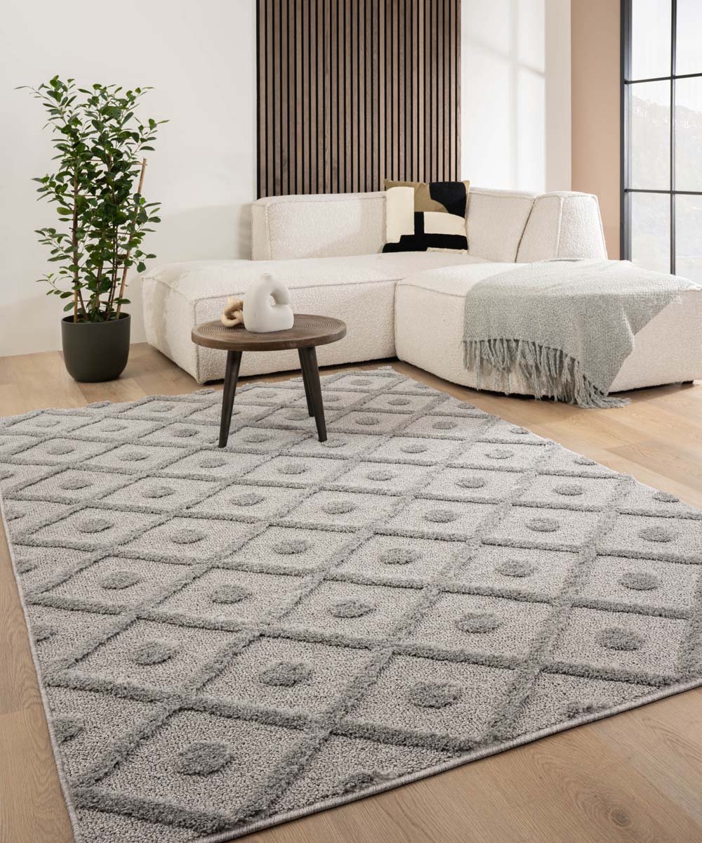 Tapeso Scandinavisch vloerkleed - Arc Diamond lichtgrijs 200x300
