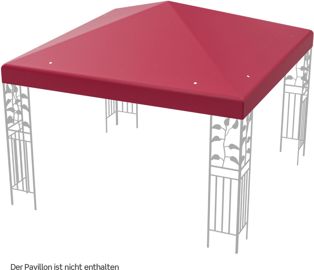 COSTWAY 3 x 3 m reservedak voor tuinpaviljoen, paviljoendak, vervangende hoes met afvoergaten en klittenband (wijn)