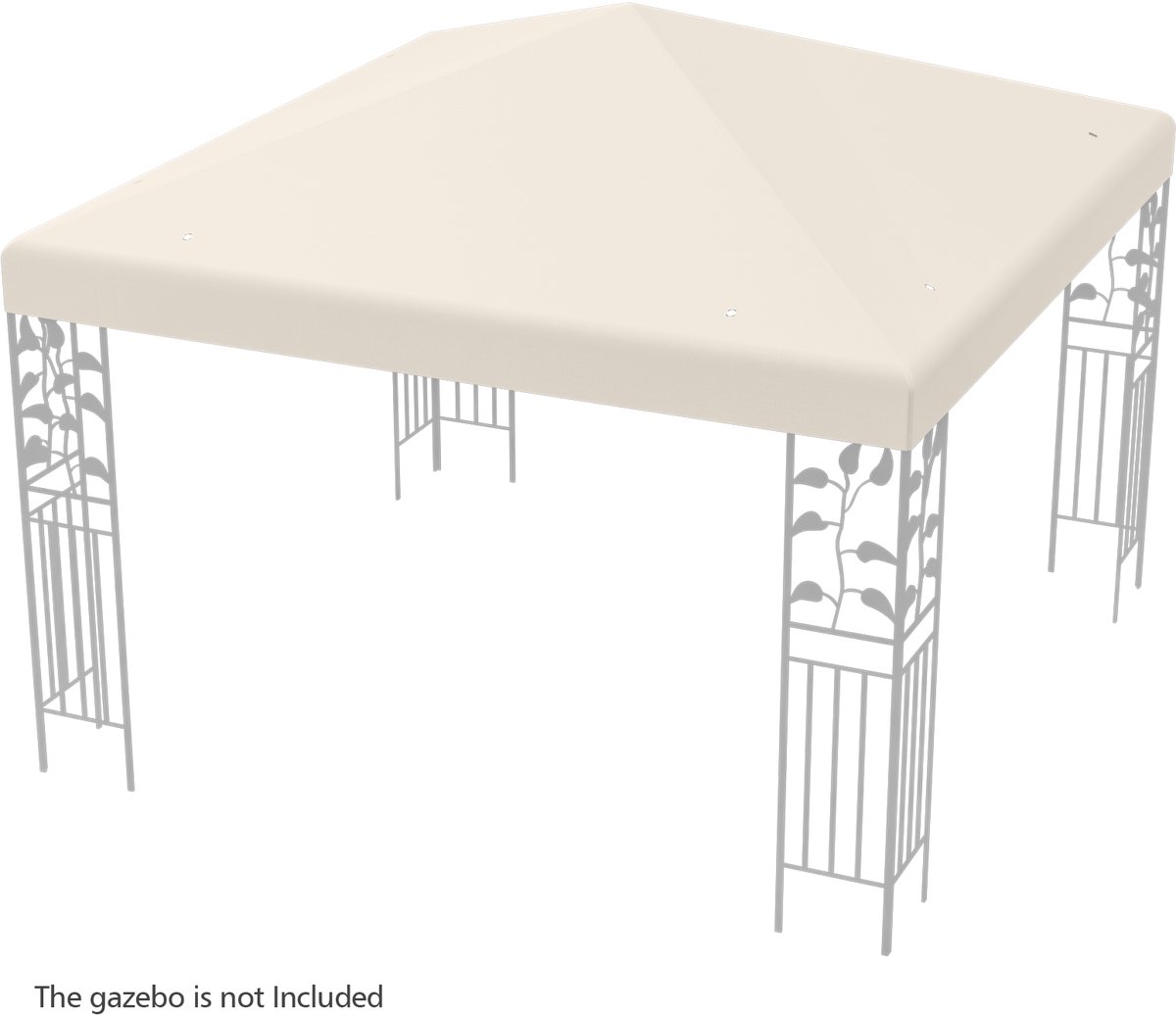 COSTWAY 3 x 3 m reservedak voor tuinpaviljoen, paviljoendak, vervangende hoes met afvoergaten en klittenband (beige)
