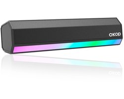 OKOP Soundbar voor TV – Draadloos – LED RGB licht – Hoogwaardig geluid – Film, Muziek & Games