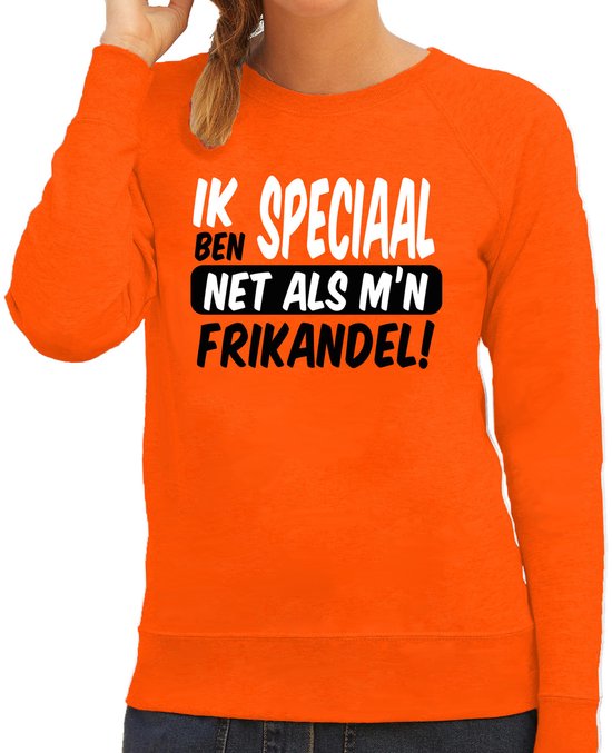 Bellatio Decorations Koningsdag verkleed sweater - ik ben speciaal - frikandel - oranje - dames XXL