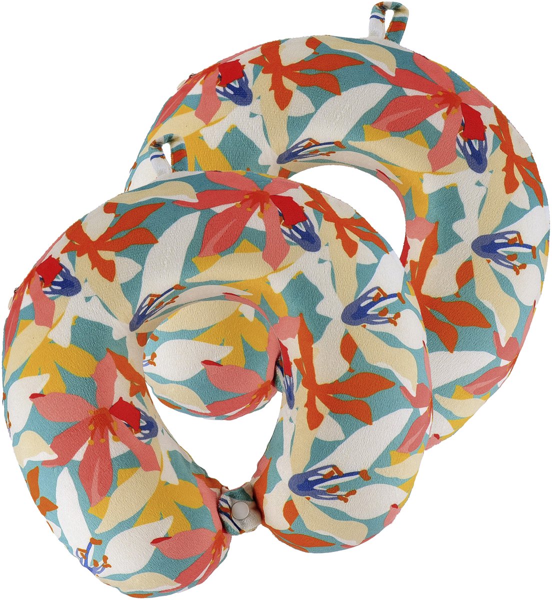 Tendance Nekkussen Moorea - 2x - multi kleuren - met ophangclip - polyester - reiskussen voor onderweg