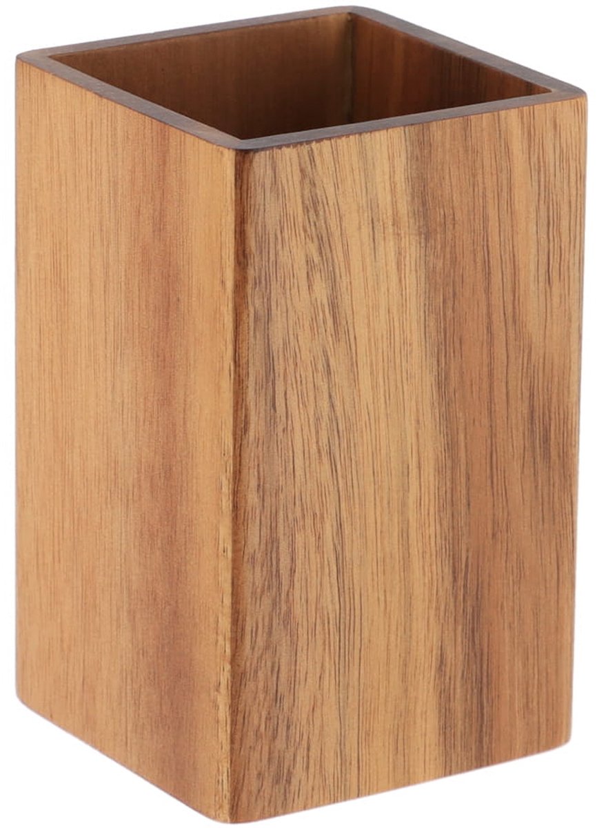 Tendance Tandenborstelbeker/houder - bruin - bamboe - rond - 6.5 x 10 cm