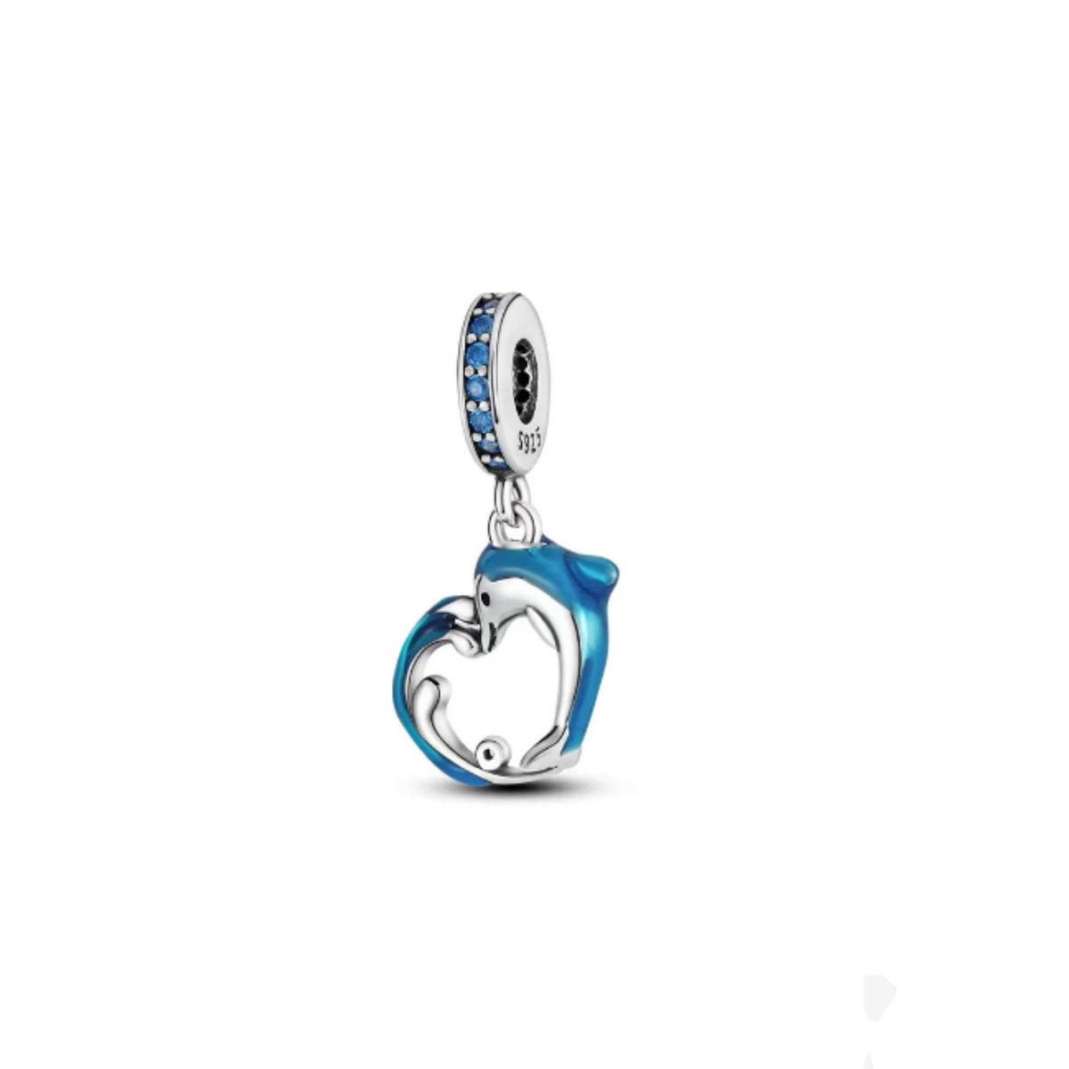 SportPresent® - Sportbedel - Dolfijn en Golf - Watersport - Blauw - Golf - Zomer - Zee - Zon - Oceaan - Surfer - Sportbedel - Charm - Zilver - 925 - Ketting - Bedelarmband -Sleutelhanger - Teamkado