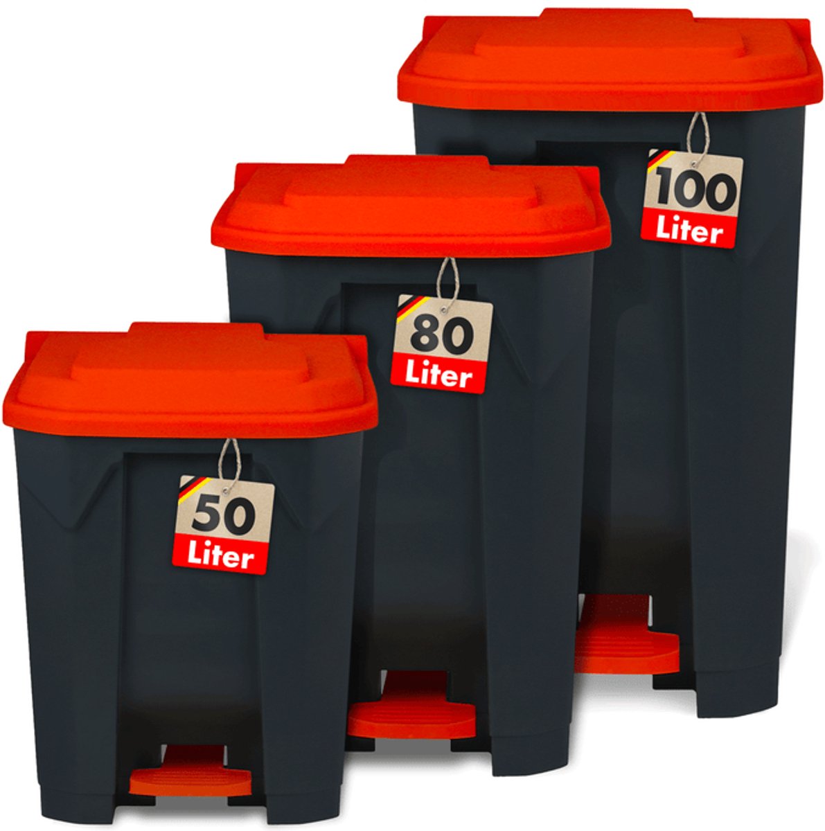 FLOORDIREKT Olaf Afvalemmer - Afvalemmer voor Keuken en Kantoor - Afvalscheidingssysteem - Pedaalemmer met Opstapmechanisme - Rood - 50 L