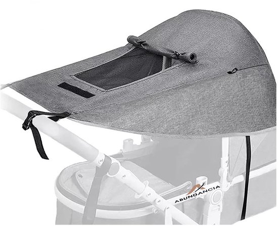 Abundancia® - Housse de pluie pour poussette - Imperméable - Coupe-vent - Respirante - Tissu anti-UV - Pare-soleil - Universel - Grijs