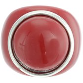 Behave - Ring - Rode Kunststof Ring met Zilverkleurige Accent – Stijlvol en Trendy