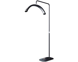 Abundancia® - Deluxe LED Moon Light - Behandellamp - 360° Rotatie - Salonlamp - Moonlight - Behandel lamp - Incl. smartphonehouder - Beauty - Tattoo - Massage - Nagelstyliste - Make-up - Verlichting - Grootste variant! - Zwart