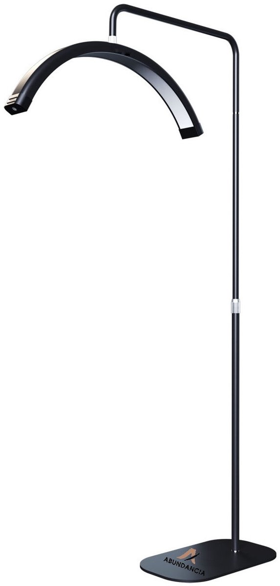 Abundancia® - Deluxe LED Moon Light - Behandellamp - 360° Rotatie - Salonlamp - Halve maan lamp - Beauty lamp - Incl. smartphonehouder - Beauty - Tattoo - Massage - Nagelstyliste - Make-up - Verlichting - Grootste variant! - Zwart