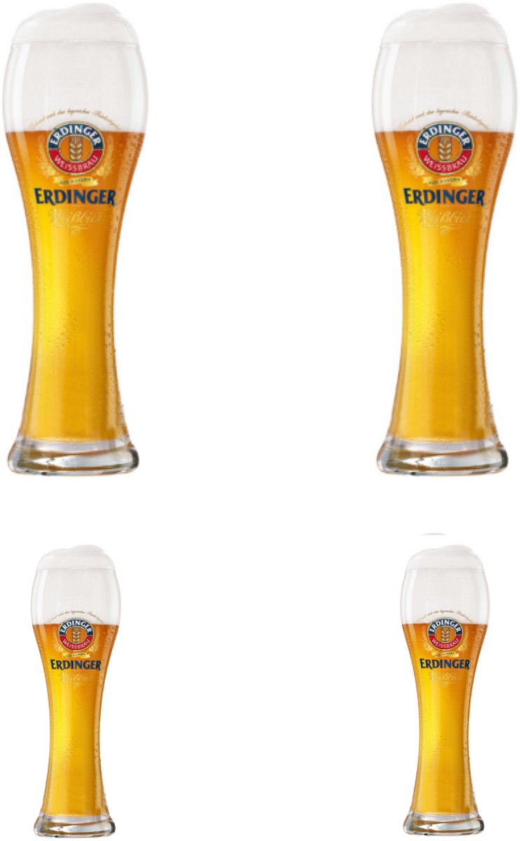 Erdinger Weizen Bierglazenpakket 2 x 50 cl & 2 x 33cl - NIEUW van de brouwer