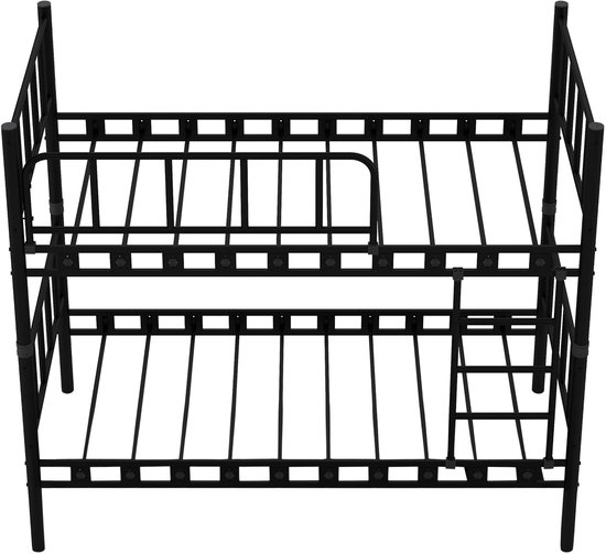 AirSleeperz® heavy duty metalen stapelbed Emma Family - kinderbed hoogslaper voor 3 personen - Kleur: zwart - Afmeting 90x200x175 cm