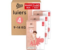 Etos Luiers - Maxi - Maat 4 - 9-14 kg - Maandbox - 240 stuks