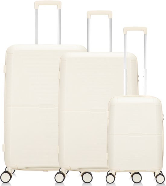 KESSER® Kofferset 3-delig | Reiskoffer Met Wielen Inclusief Paspoorthouder Kofferweegschaal Bagagelabel Trolley Reiskofferset Met Groote Koffers Handbagage Ruimbagage Nude Grey