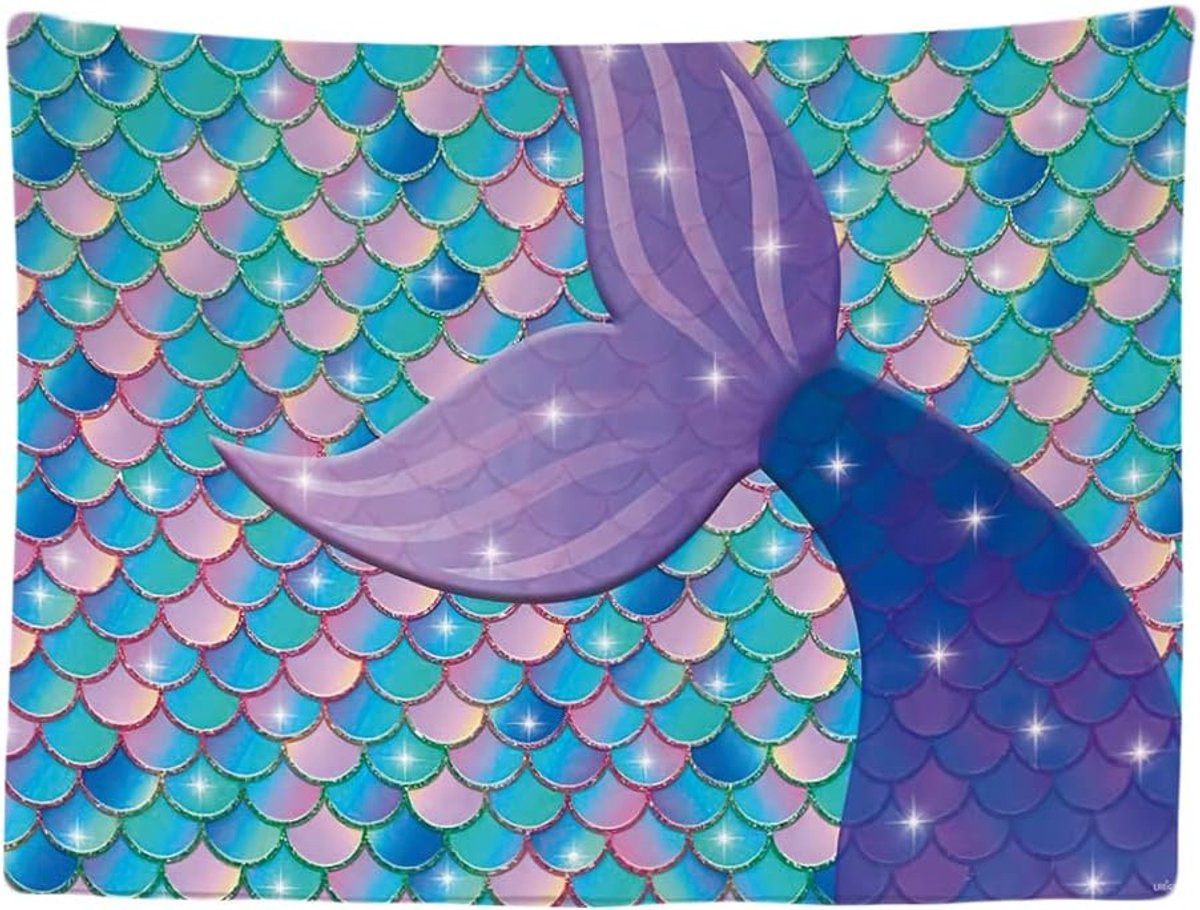 Wandkleed binnen - Wandtapijt - Zeemeermin - Staart - Sprookjes - Muurkleed - Wanddoek Stof - 200 x 150 cm - Wanddecoratie - Versiering - Verjaardag - Poster - Ulticool - Decoratie - Slaapkamer - Kinderkamer - Meisje - Kind