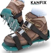 KanFix® Gazonbeluchtingssandalen – Gazonbeluchter – Gazonpriksandalen – Gazonverluchter – Verticuteerder – Inclusief Handleiding & 2 Extra Gespen