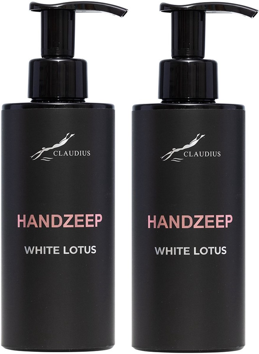 Handzeep White Lotus 300 ml - met pomp - zwarte fles - set van 2 stuks