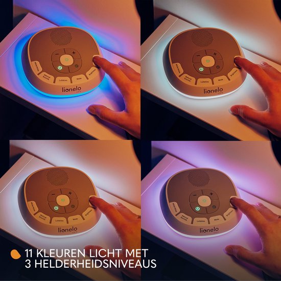 Lionelo BabyNap - Muziekdoosje en bedlampje - 20 voorgeïnstalleerde geluiden - 11 lichtkleuren - Timer 15, 30, 60 minuten - Compact formaat van LIONELO — afbeelding 3