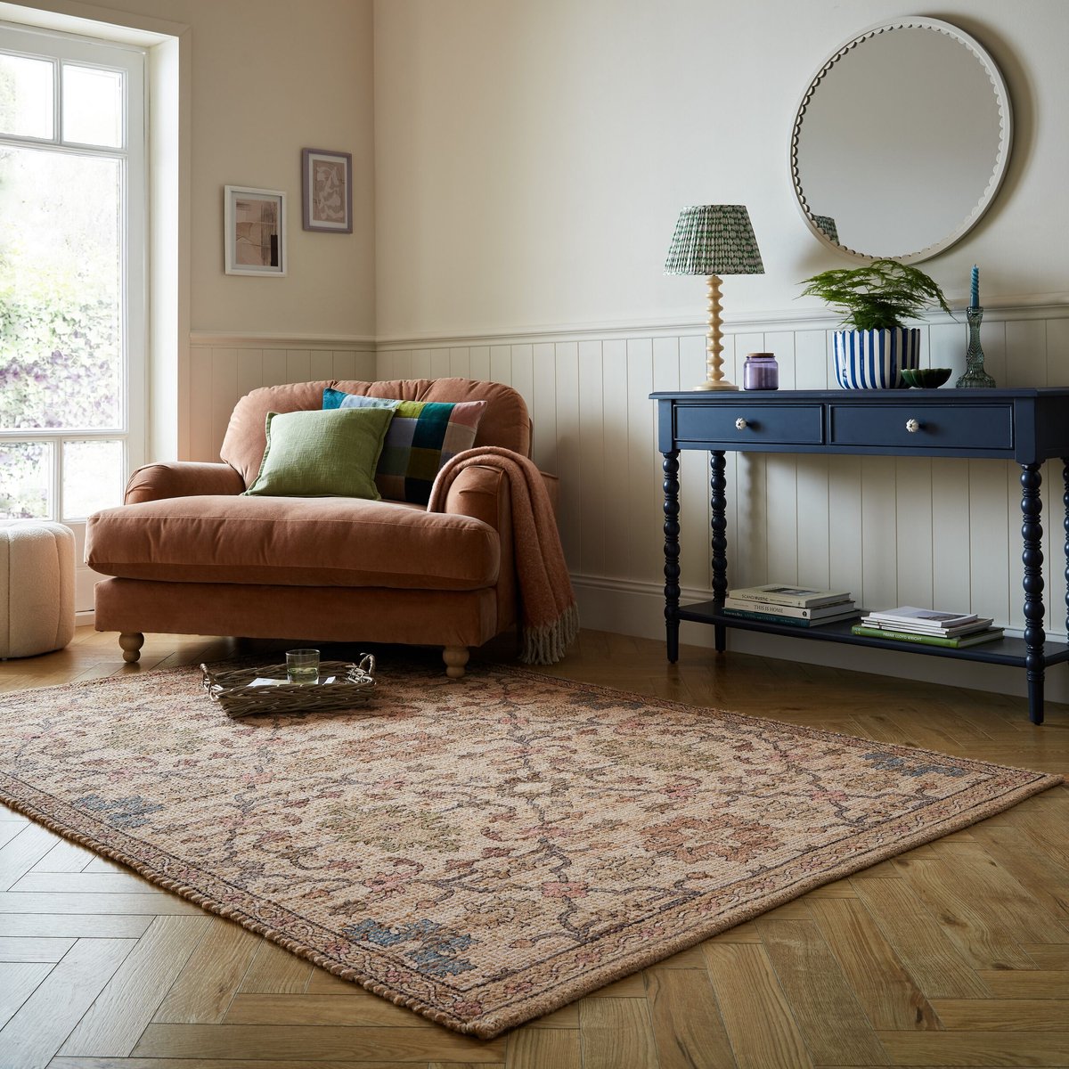 Flycarpets Laagpolig Jute Vloerkleed Celine - Groen / Roze 160x230 cm