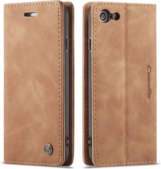 Luxe bookcase geschikt voor Apple iPhone SE 2020 / SE 2022 - bruin - hoesje met ruimte voor pasjes - luxe design