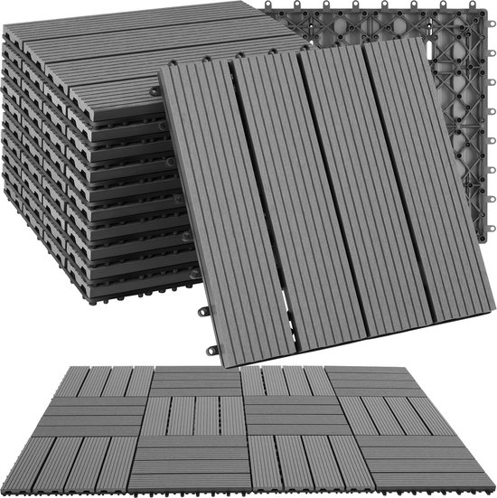 Tectake Tuintegels Tegulas, Wpc In Houtlook - 31 X 31 Cm - Set Van 22 Terrastegels - Bruin