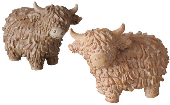 Boltze - Statue - Sculpture - Highlander écossais - Set de 2 - Polyrésine - 5,5 x 7,5 x 10 cm