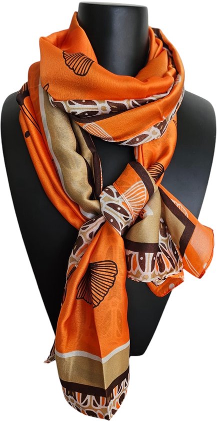 Dames sjaal satijn Oranje -Youhomy accessoires XL Silk sjaal 78X185 CM - Dunne Langwerpige satijn sjaal - zijden sjaal- Luxe shawl- Omslagsjaal- Moederdag cadeau-Koningsdag sjaal