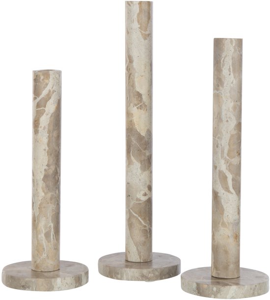 J-Line kaarshouder Marmer - steen - beige - set van 3