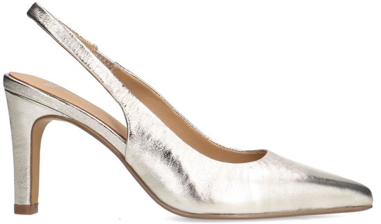 Manfield - Dames - Goudkleurige leren slingbacks - Maat 38