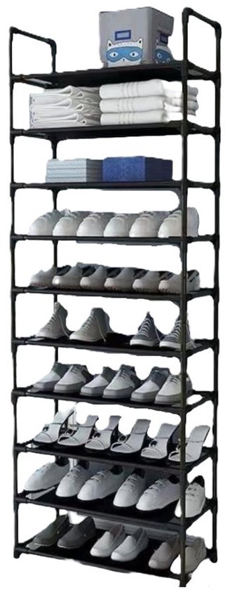 Étagère à chaussures Ceruzo - 10 étages - 58x28x175 cm - pour 20 à 30 paires de Chaussures pour femmes