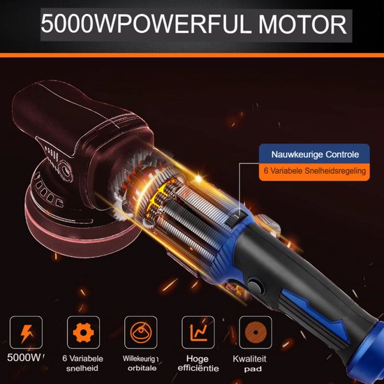Polijstmachine Vireo - 5000 W - Dual-action excentrische autobuffer - 6 ...