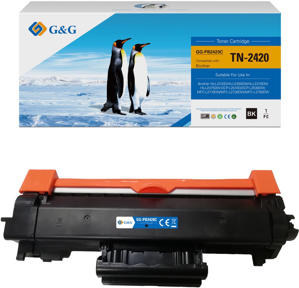G&G TN2420 Huismerk Toner Geschikt voor Brother TN-2420 - Zwart