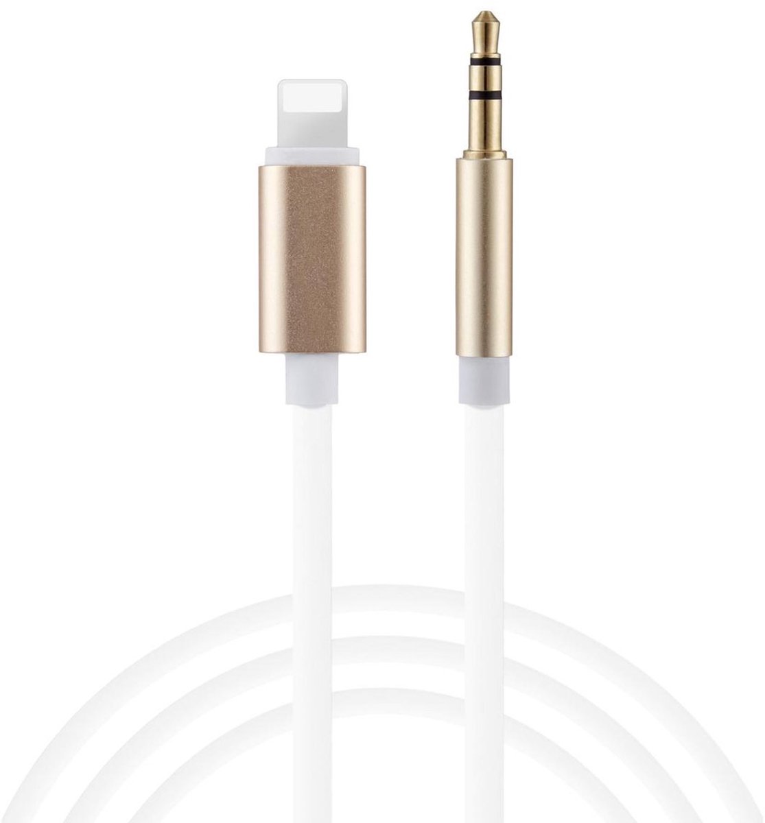 New Age Devi - Lightning naar Headphone Jack Audio Aux Kabel - 35mm Sterke Audio AUX Kabel Voor Auto - 1 Meter - Goud-Wit