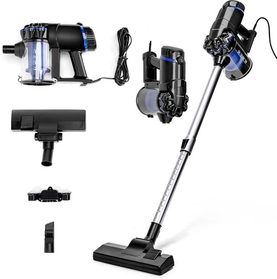 Aigostar Tornado 33ZHB - Steelstofzuiger - Stofzuiger Zonder Zak - 5 Meter Kabel - 15kPa - 1L Stofbak - 600W - Geschikt voor Dierenharen - Blauw/zwart