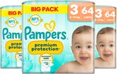 Pampers Premium Protection Maat 3 luiers - 3 x 64 stuks - 6kg tm 10kg